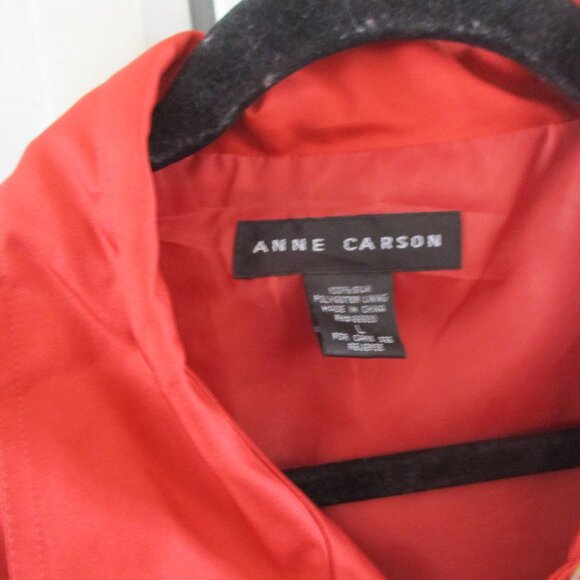 anne carson 100% silk blouse rust orange m - Picture 2 of 3